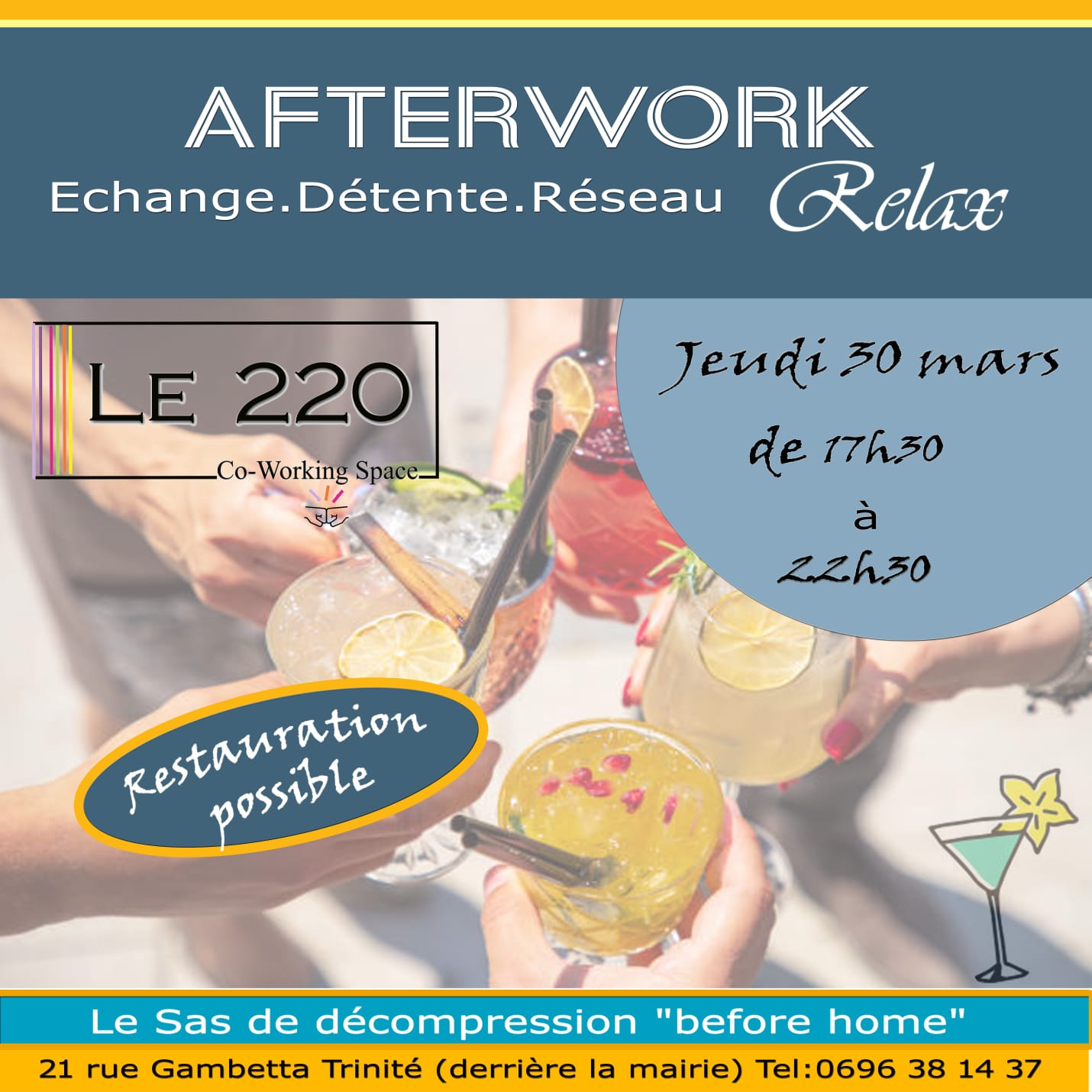 flyer afterwork le 220 coworking space - 30/03/2023